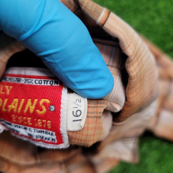 VTG 90s Ely Plains Plaid Pearl Snap Cowboy Shirt Mens L 16.5 Western Sawtooth - Picture 6 of 6